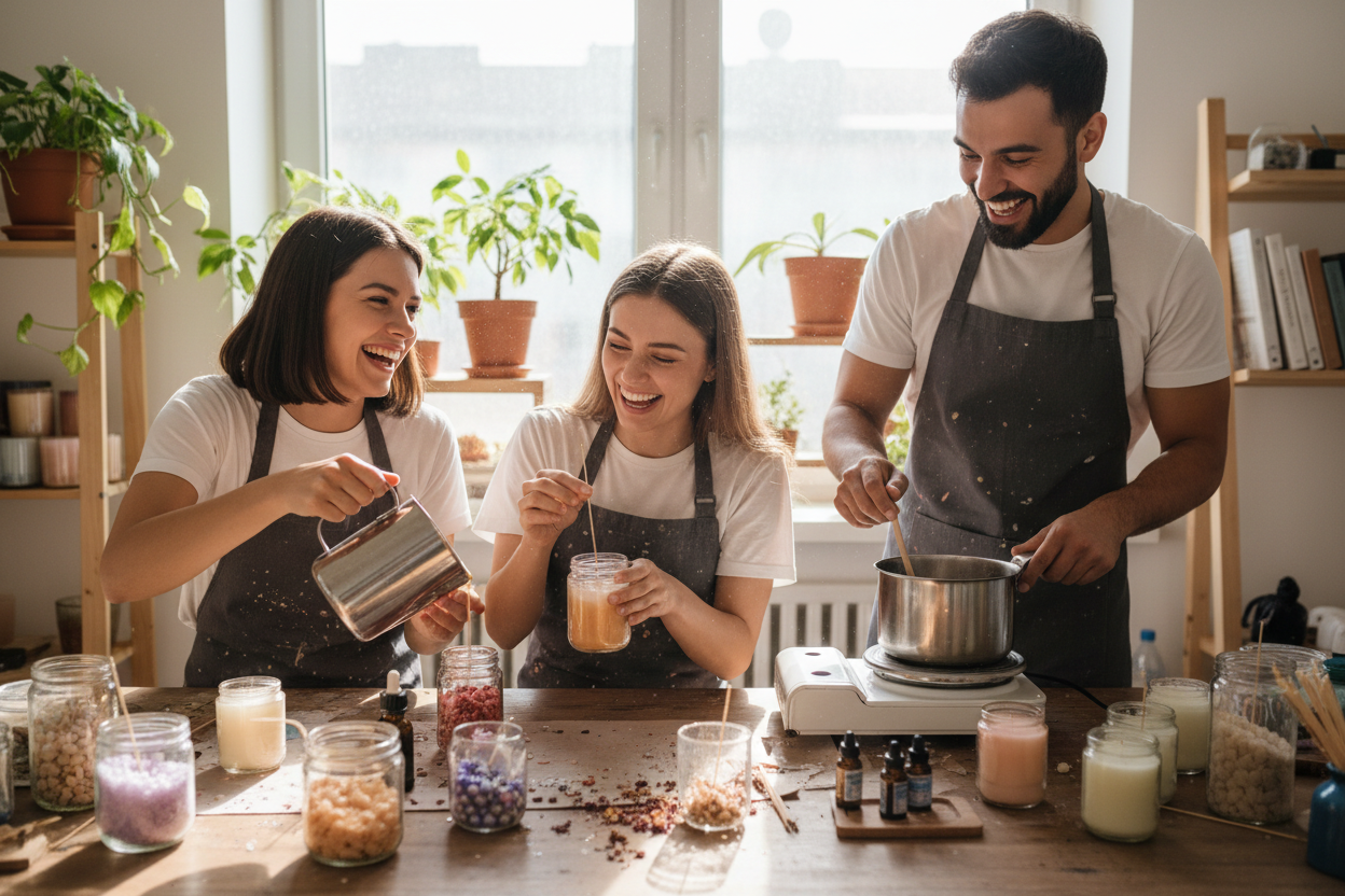 imagen personas felices creando velas